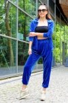 Klindey Blue/Niebieski welurowy komplet dresowy z rozpinaną bluzą Merribel rozmiar - M