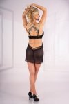 Oranna Oaza Colletion Black/Czarny komplet koszulka nocna oraz stylowe stringi LivCo Corsetti Fashion rozmiar - S/M