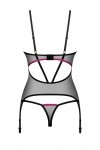 Obsessive Gorset i stringi Novenes czarny