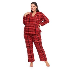 PIŻAMA DAMSKA FLANELOWA PLUS SIZE PDD7200-002 - AW2024/25