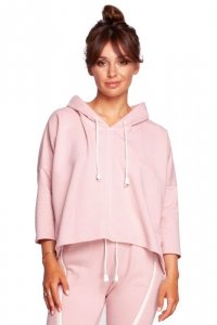 BeWear B239 Bluza o luźnym kroju z kapturem - pudrowa