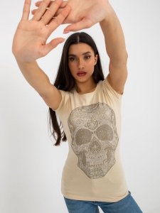 T-shirt-EM-TS-HS-21-532.22P-beżowy rozmiar - S