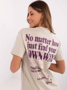 T-shirt-D12022AC02645G-beżowy rozmiar - XS