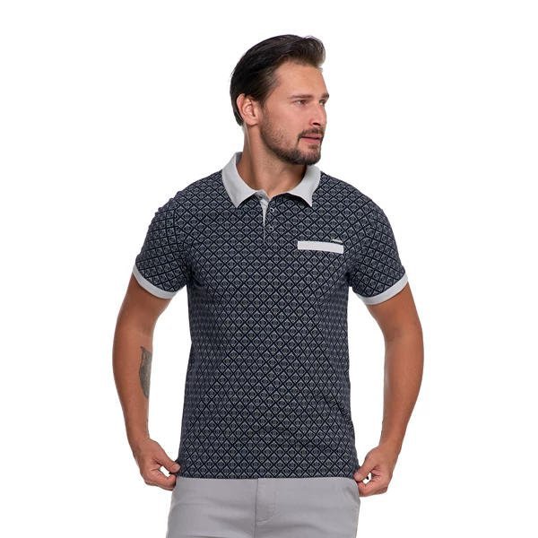 KOSZULKA POLO MĘSKA WZORZYSTA OTP2800-001