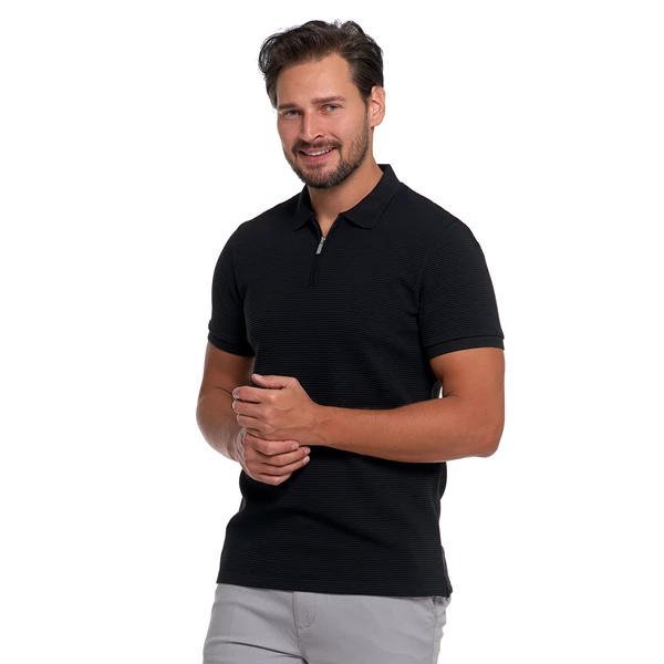 KOSZULKA POLO MĘSKA Z ZAMKIEM I KOŁNIERZYKIEM OTP3600-001