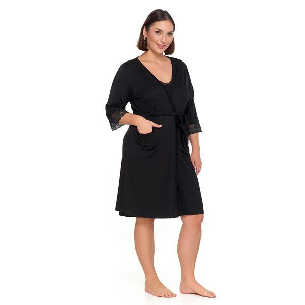 SZLAFROK DAMSKI Z KORONKĄ PLUS SIZE PDSZ4100-004 S/S 2025