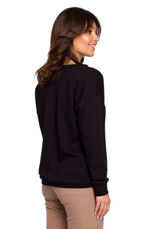 BeWear B225 Bluza z wycięciem w dekolcie - czarna