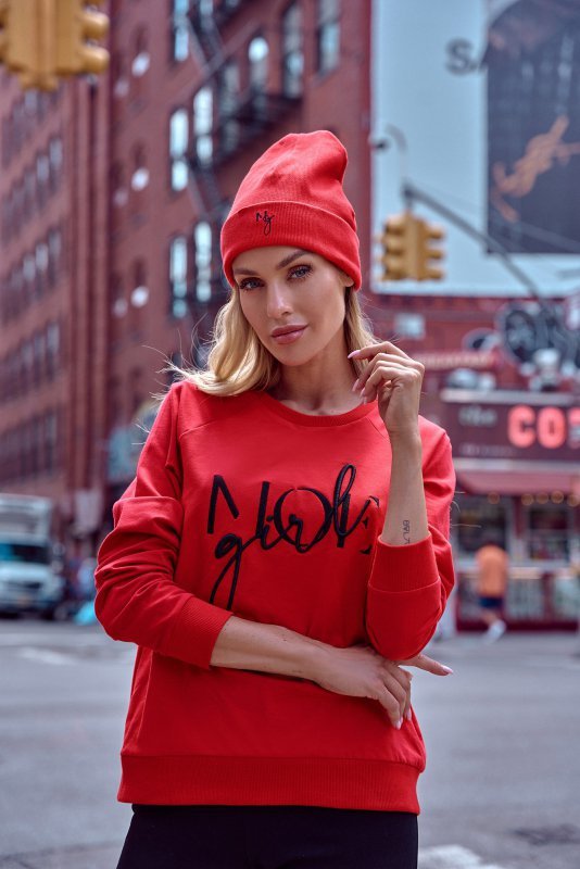 Moe M693 Bluza z haftem - czerwona