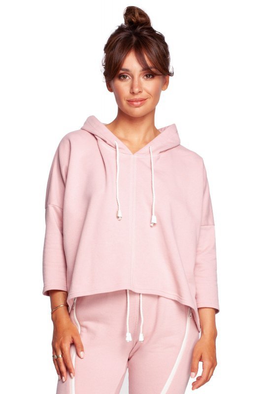 BeWear B239 Bluza o luźnym kroju z kapturem - pudrowa