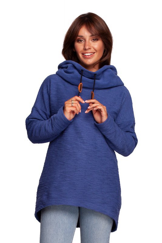 BeWear B249 Bluza z kominem i kapturem - indygo