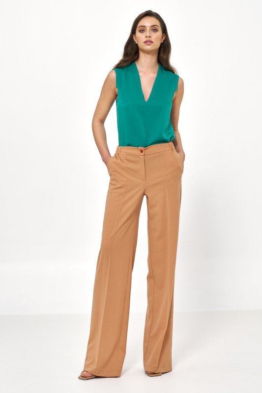 Nife Karmelowe spodnie loose cut - SD77