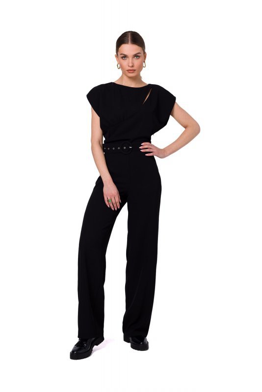 Stylove S339 Kombinezon z rozcięciem w dekolcie - czarny