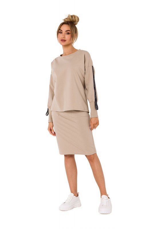 Moe M727 Bluza z lampasami - beżowa