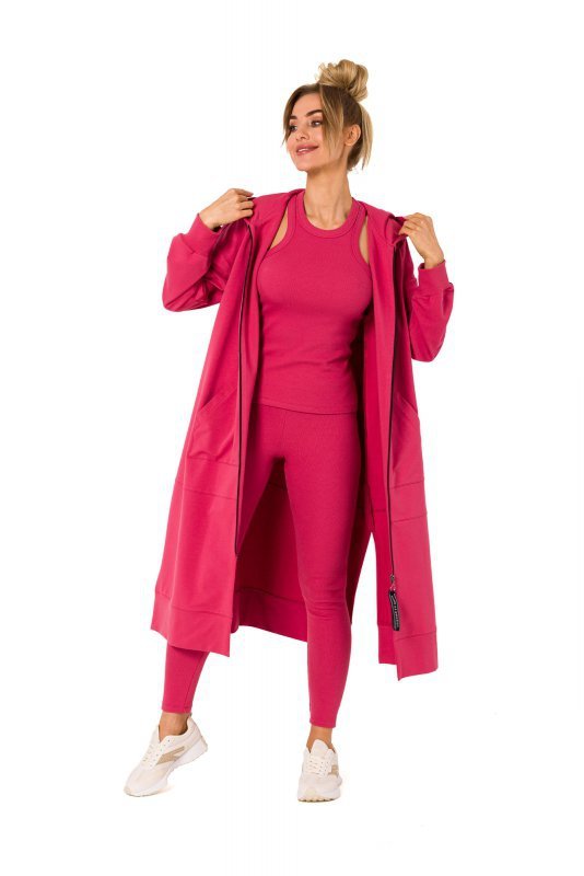 Moe M729 Bluza długa jak parka - koralowa