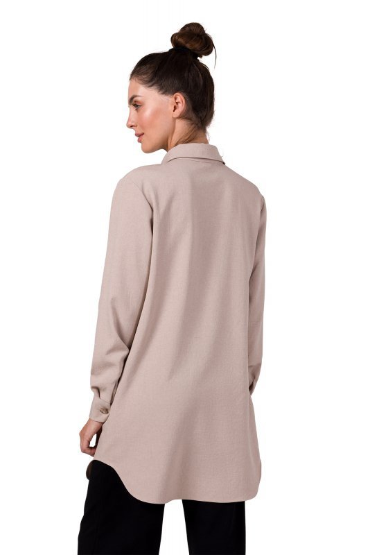 BeWear B276 Tunika koszulowa z kołnierzykiem - beżowa