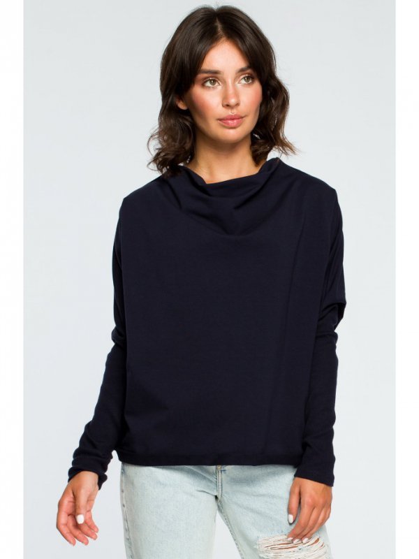 BeWear B094 Bluza z dekoltem z tyłu - granatowa