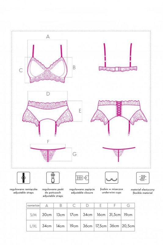 LivCo Corsetti Fashion Nahir Maroon zmysłowy komplet