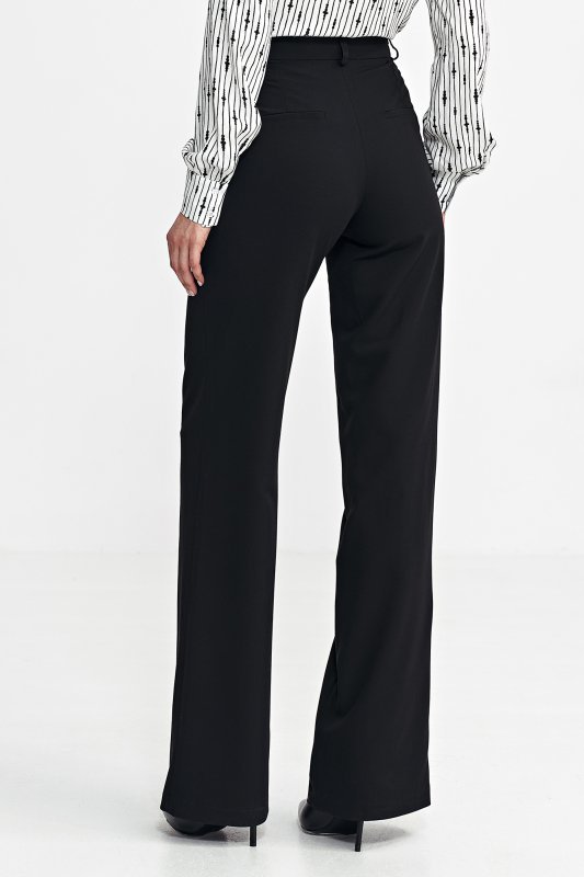 Nife Spodnie bootcut, z krytym guzikiem - czarny - SD101