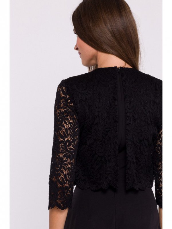 Stylove S381 Kombinezon z koronkową górą - czarny