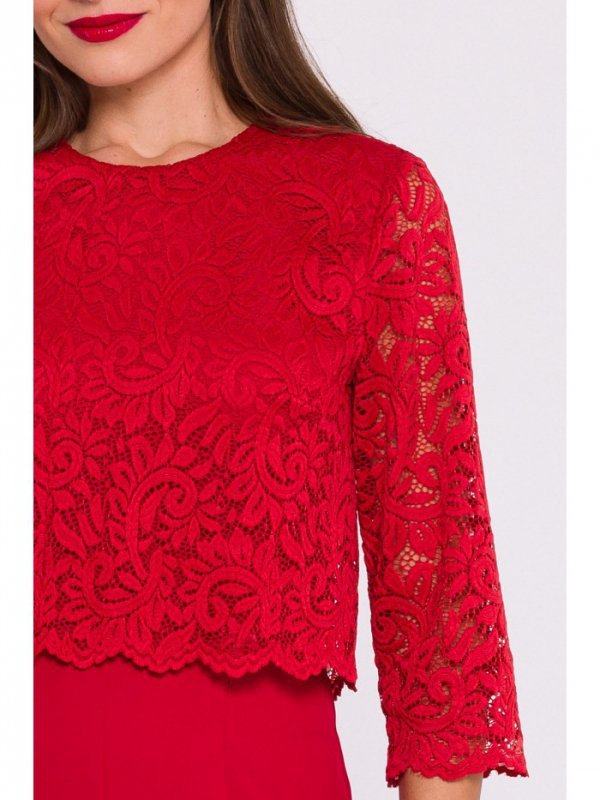 Stylove S381 Kombinezon z koronkową górą - czerwony