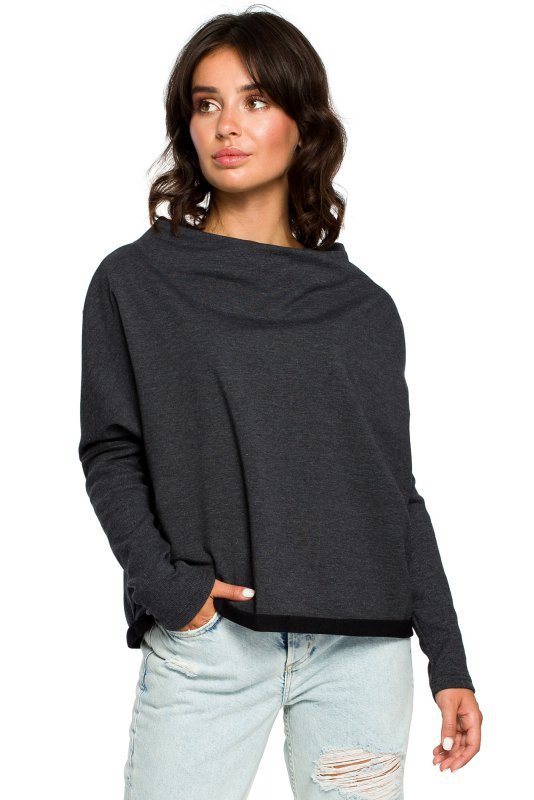 BeWear B094 Bluza z dekoltem z tyłu - grafitowa