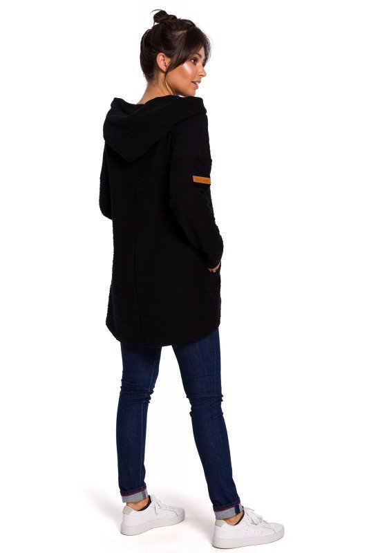 BeWear B131 Bluza z szerokim kołnierzem i kapturem - czarna