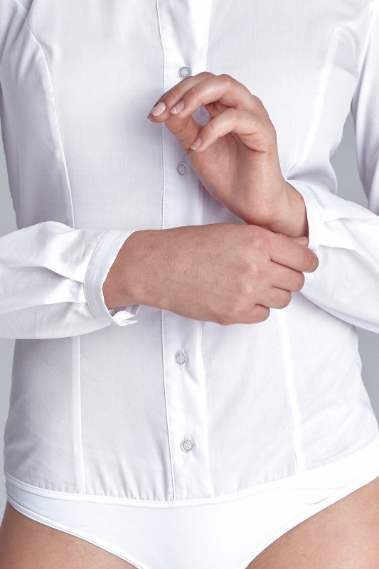 Nife Elegancka biała koszula body - K54