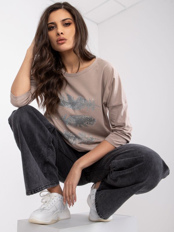 Bluzka-RV-BZ-0226.34P-ciemny bezowy rozmiar - L/XL