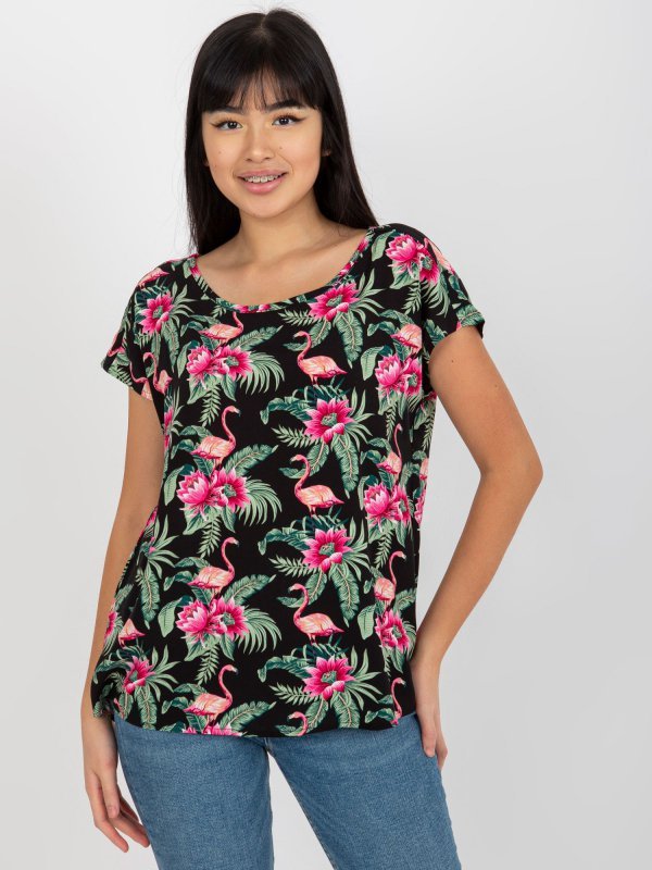 Bluzka-D73771R10978P-czarno-zielony rozmiar - XL