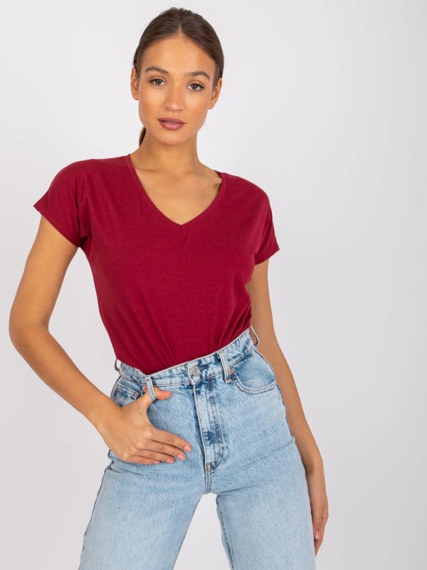 T-shirt-RV-TS-4832.16P-bordowy rozmiar - XS