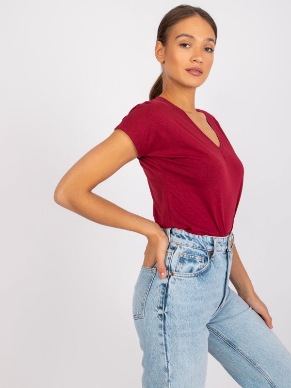 T-shirt-RV-TS-4832.16P-bordowy rozmiar - XS