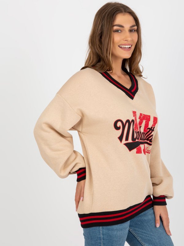 Bluza-EM-BL-754.37-beżowy rozmiar - ONE SIZE