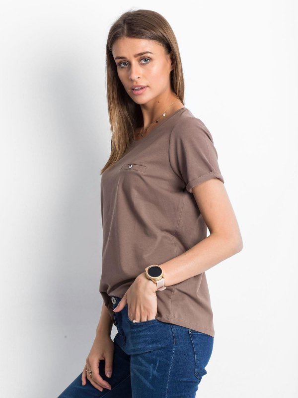 T-shirt-RV-TS-4838.73P-brązowy rozmiar - S