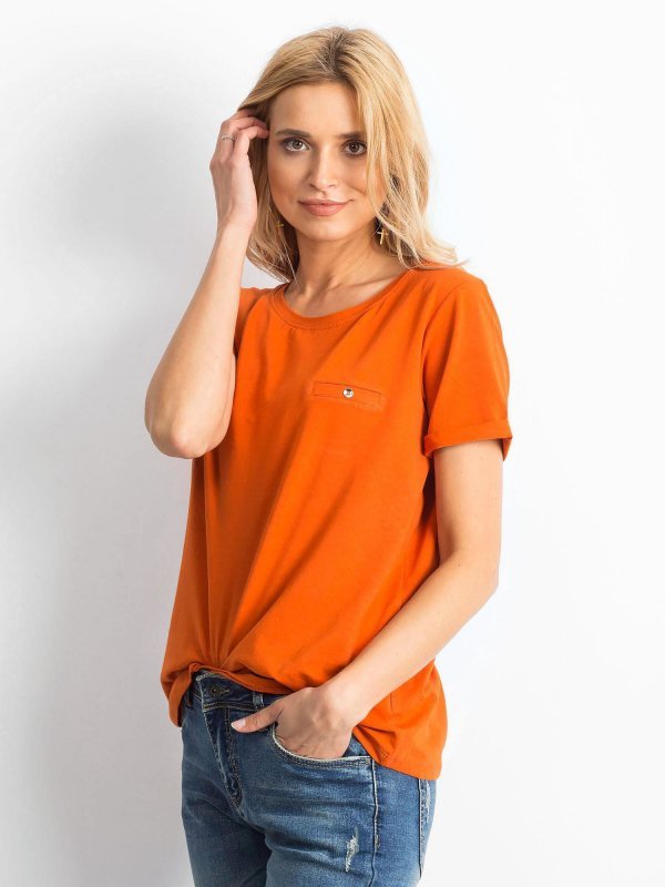 T-shirt-RV-TS-4838.51P-ciemny pomarańczowy rozmiar - XS