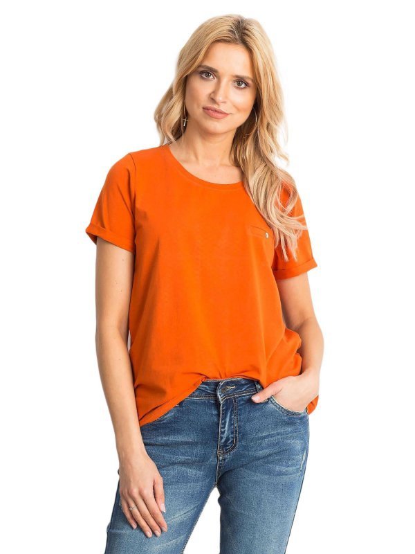 T-shirt-RV-TS-4838.51P-ciemny pomarańczowy rozmiar - XS