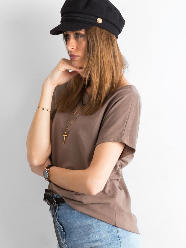 T-shirt-RV-TS-4662.24P-brązowy rozmiar - S
