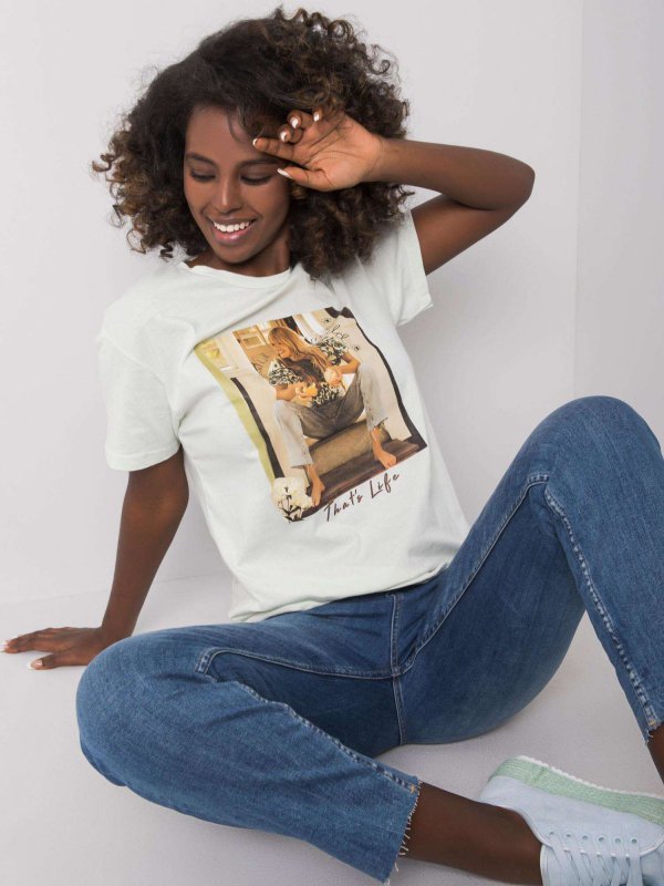 T-shirt-PM-TS-SS20HS152.06-mietowy rozmiar - L