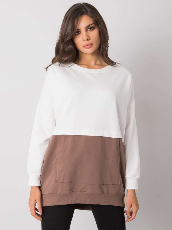 Bluza-RV-BL-7197.89P-biało-brązowy rozmiar - S/M