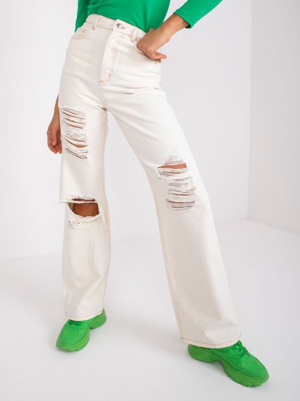 Spodnie jeans-RO-SP-PNT-N08.75P-jasny beżowy rozmiar - 42