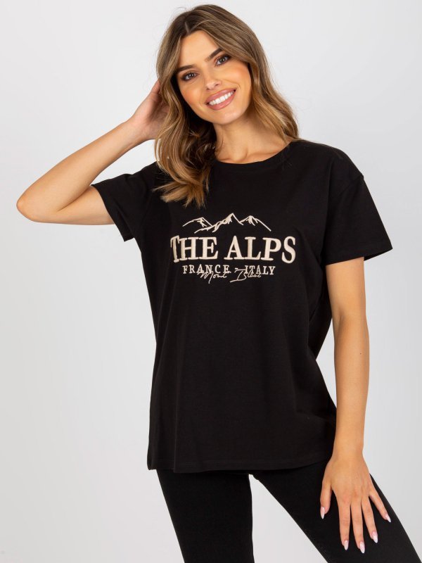 T-shirt-FA-TS-7720.43P-czarno-beżowy rozmiar - ONE SIZE