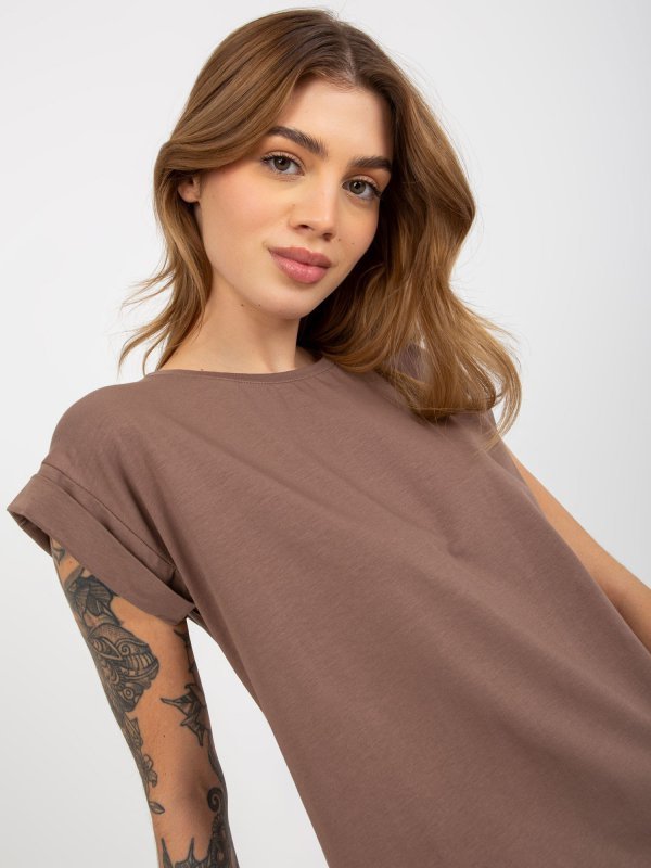 T-shirt-RV-TS-4833.36X-brązowy rozmiar - XS