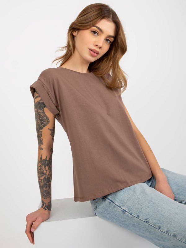 T-shirt-RV-TS-4833.36X-brązowy rozmiar - M