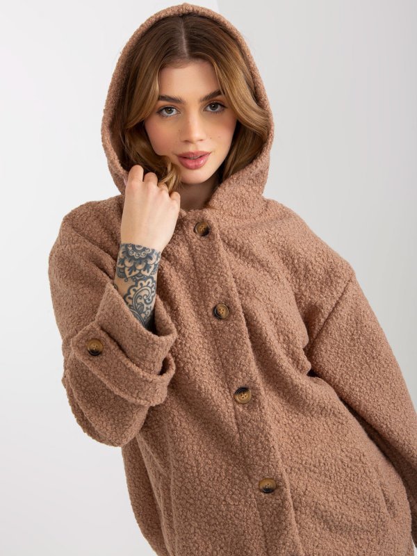 Płaszcz-RV-PL-8449.98P-ciemny bezowy rozmiar - L/XL