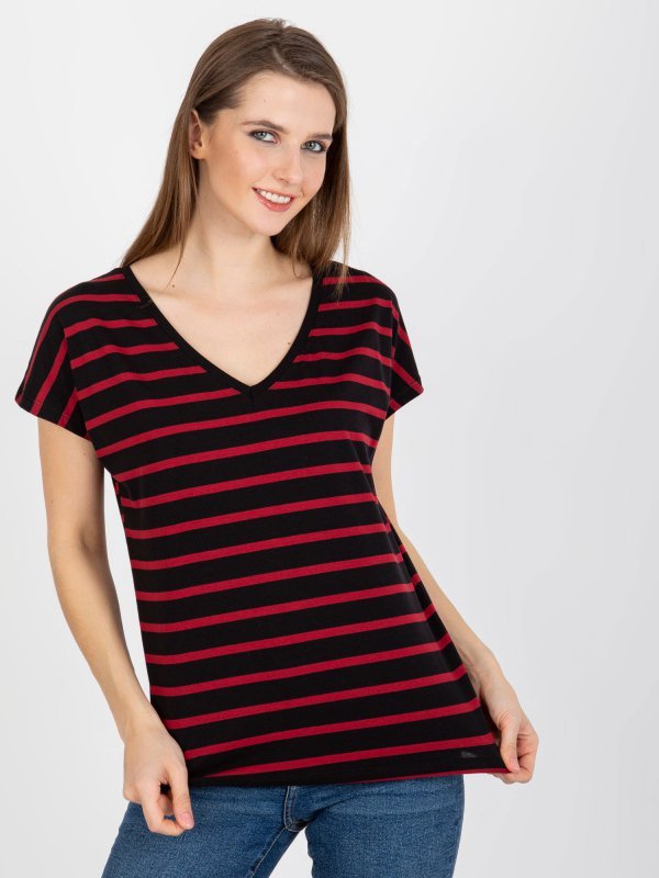 T-shirt-RV-TS-8567.26-czarno-czerwony rozmiar - S