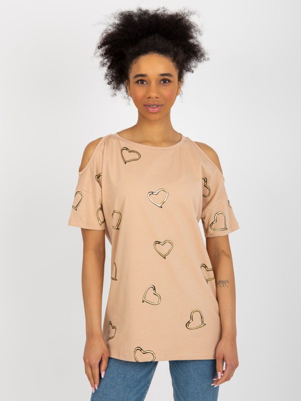 Bluzka-FA-BZ-8452.77-camelowy rozmiar - ONE SIZE