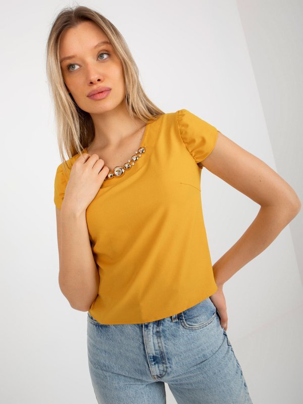 Bluzka-LK-BZ-505783-1.42P-ciemny żółty rozmiar - 36