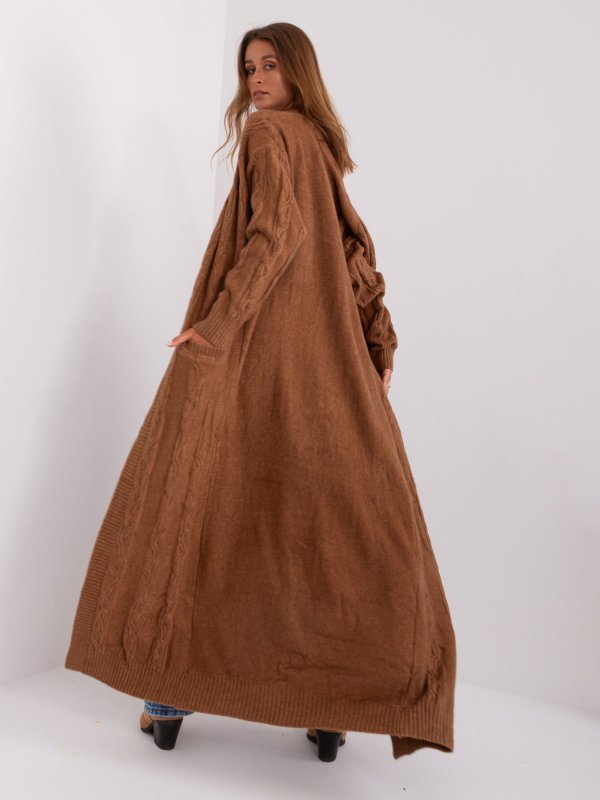 Kardigan-AT-SW-2395.30-brązowy rozmiar - ONE SIZE