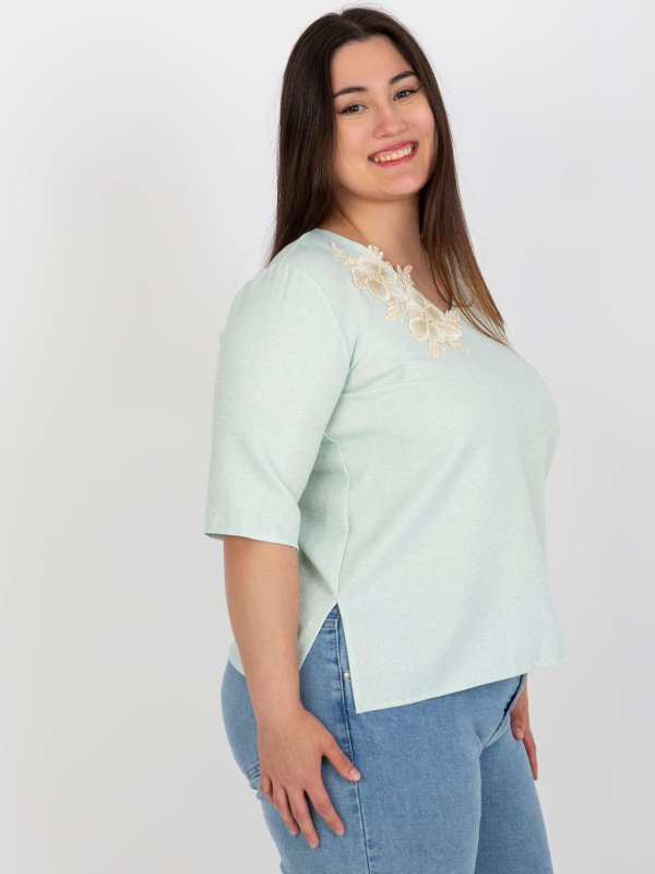 Bluzka-LK-BZ-506692.32-mietowy rozmiar - 48