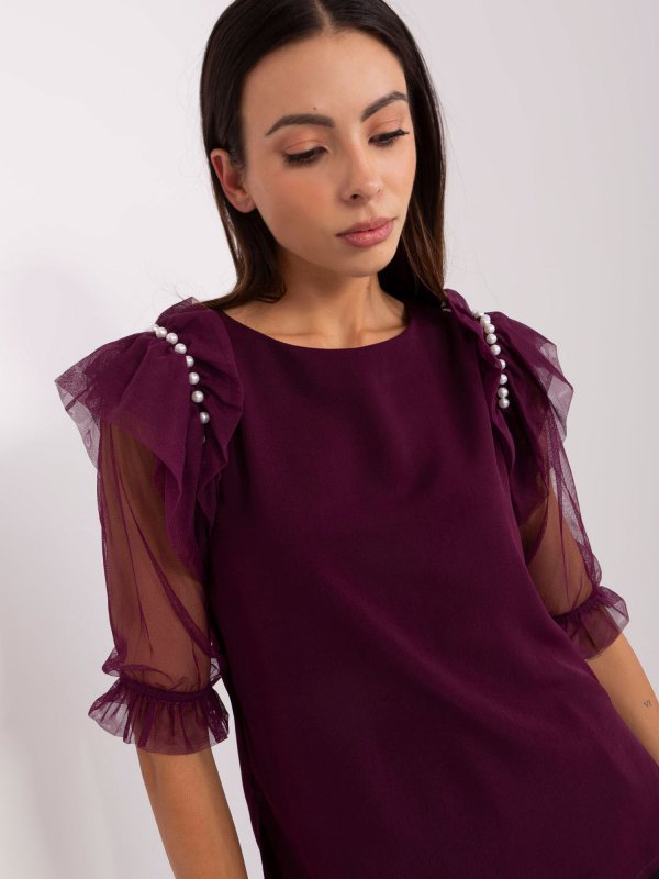 Bluzka-LK-BZ-506682.26P-ciemny fioletowy rozmiar - 36