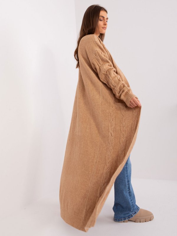 Kardigan-AT-SW-2395.30-camelowy rozmiar - ONE SIZE